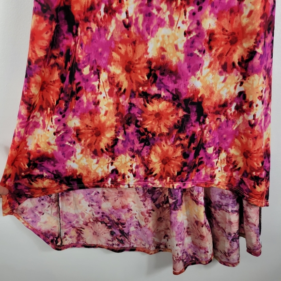 Swimsuits for All Floral Tie Dye High Low Cover Up Midi Dress - Picture 4 of 6